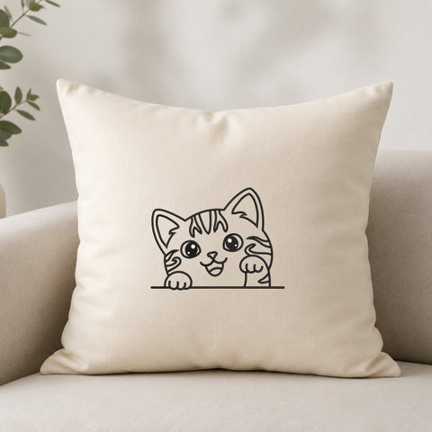 Cute Peeking Cat Embroidery Design – Kawaii Kitten Outline Peekaboo Cat Machine Embroidery File Embroidery/Applique DESIGNS PatternFeed8 