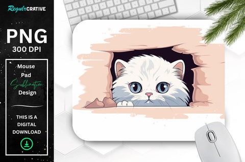Cute Peeking Cat mouse pad Bundle Sublimation Regulrcrative 