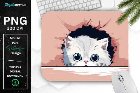 Cute Peeking Cat mouse pad Bundle Sublimation Regulrcrative 