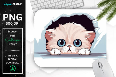 Cute Peeking Cat mouse pad Bundle Sublimation Regulrcrative 