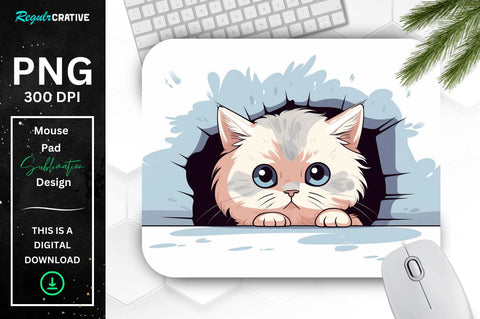 Cute Peeking Cat mouse pad Bundle Sublimation Regulrcrative 