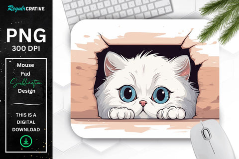 Cute Peeking Cat mouse pad Bundle Sublimation Regulrcrative 