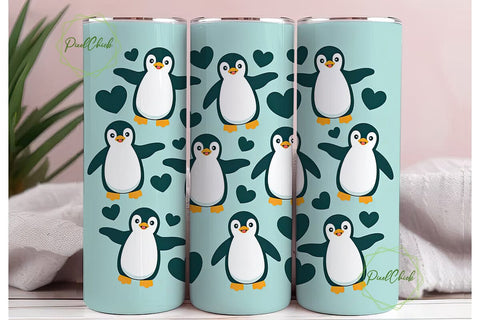 Cute Penguin 20oz Tumbler Wrap Sublimation PixelChick 