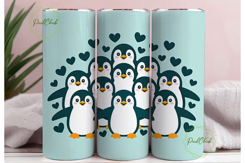 Cute Penguin 20oz Tumbler Wrap Sublimation PixelChick 