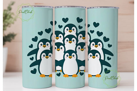 Cute Penguin 20oz Tumbler Wrap Sublimation PixelChick 