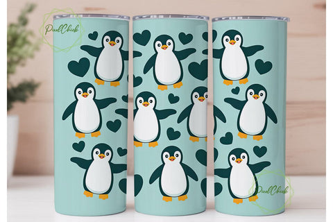 Cute Penguin 20oz Tumbler Wrap Sublimation PixelChick 