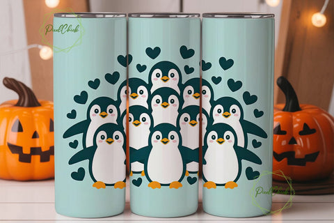 Cute Penguin 20oz Tumbler Wrap Sublimation PixelChick 