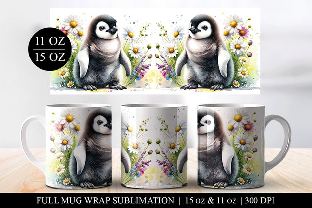 Cute Penguin Coffee Mug Design, Digital Download Sublimation BijouBay 