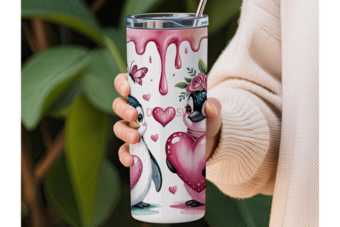 Cute Penguin Couple 20oz Tumbler Wrap Sublimation DesignSVG 