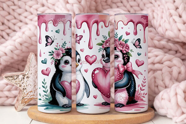Cute Penguin Couple 20oz Tumbler Wrap Sublimation DesignSVG 