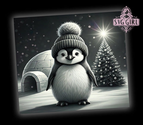 Cute Penguin Igloo Holiday Winter Tumbler Wrap, Igloo Design, 20oz Tumbler, Sublimation Wrap, Holiday Drinkware, Winter Gift, Cute Christmas Mug Sublimation SvggirlplusArt 