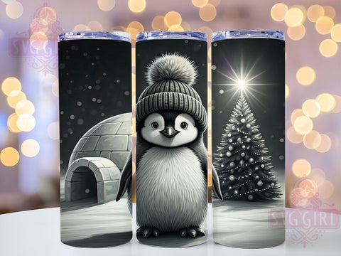 Cute Penguin Igloo Holiday Winter Tumbler Wrap, Igloo Design, 20oz Tumbler, Sublimation Wrap, Holiday Drinkware, Winter Gift, Cute Christmas Mug Sublimation SvggirlplusArt 