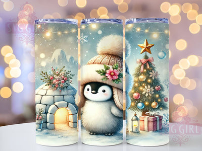 Cute Penguin Igloo Holiday Winter Tumbler Wrap, Igloo Design, 20oz Tumbler, Sublimation Wrap, Holiday Drinkware, Winter Gift, Cute Christmas Mug Sublimation SvggirlplusArt 