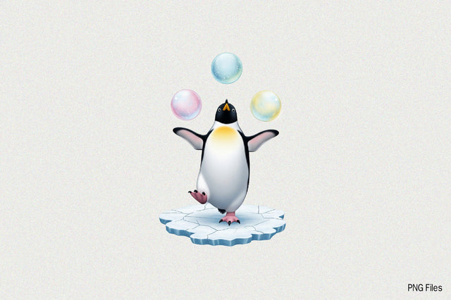 Cute Penguin juggling colorful Balls Sublimation Clipart Sublimation SVGArt 