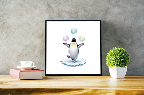 Cute Penguin juggling colorful Balls Sublimation Clipart Sublimation SVGArt 