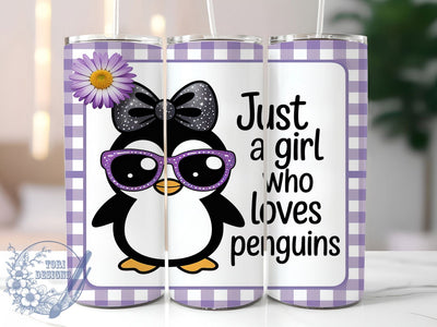 Cute Penguin Lover Tumbler Wrap, Girl Who Loves Penguins, Penguin Gift Idea, Cute Penguin Design, Animal Lover Tumbler, 20oz Tumbler Wrap, Penguin Fan Sublimation Sublimation ToriDesigns 