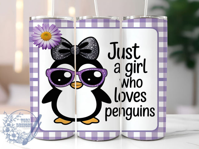 Cute Penguin Lover Tumbler Wrap, Girl Who Loves Penguins, Penguin Gift Idea, Cute Penguin Design, Animal Lover Tumbler, 20oz Tumbler Wrap, Penguin Fan Sublimation Sublimation ToriDesigns 