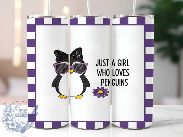 Cute Penguin Lover Tumbler Wrap, Girl Who Loves Penguins, Penguin Gift Idea, Cute Penguin Design, Animal Lover Tumbler, 20oz Tumbler Wrap, Penguin Fan Sublimation Sublimation ToriDesigns 