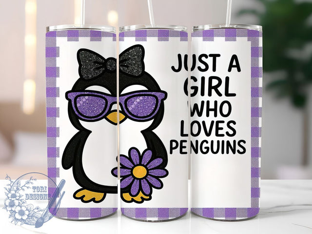 Cute Penguin Lover Tumbler Wrap, Girl Who Loves Penguins, Penguin Gift Idea, Cute Penguin Design, Animal Lover Tumbler, 20oz Tumbler Wrap, Penguin Fan Sublimation Sublimation ToriDesigns 