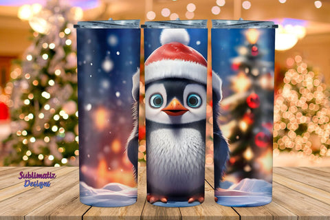 Cute Penguin Merry Christmas Tumbler Wrap | 20 oz Skinny Tumbler Wrap Sublimation Christmas Design Sublimation Sublimatiz Designs 
