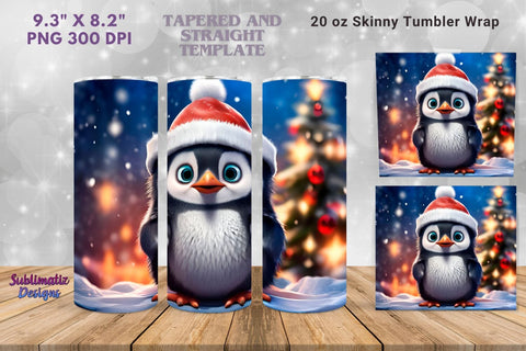 Cute Penguin Merry Christmas Tumbler Wrap | 20 oz Skinny Tumbler Wrap Sublimation Christmas Design Sublimation Sublimatiz Designs 