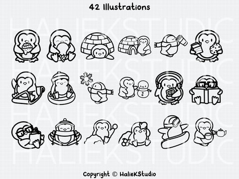 Cute Penguin SVG Design Set SVG HalieKStudio 