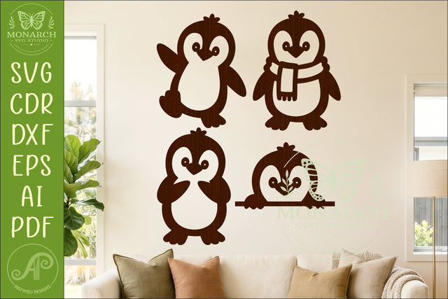 Cute Penguin SVG. Penguin Silhouettes for Christmas 1 SVG APInspireddesigns 