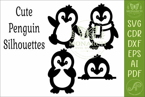 Cute Penguin SVG. Penguin Silhouettes for Christmas 1 SVG APInspireddesigns 