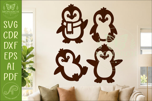 Cute Penguin SVG. Penguin Silhouettes for Christmas 2 SVG APInspireddesigns 