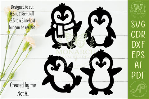 Cute Penguin SVG. Penguin Silhouettes for Christmas 2 SVG APInspireddesigns 