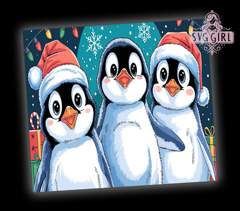 Cute Penguin Tumbler, Christmas Penguin, PNG Wrap, Sublimation Art, Holiday Drinkware, Winter Decor, Adorable Gifts, Festive Design Sublimation SvggirlplusArt 