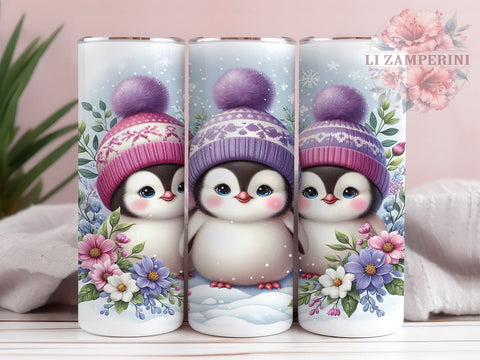 Cute Penguin Tumbler, Christmas Penguin Wrap, 20oz Sublimation Design, Holiday Drinkware, Purple Christmas Tumbler, Adorable Penguin Art, Digital Download Sublimation Li Zamperini 