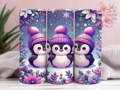 Cute Penguin Tumbler, Christmas Penguin Wrap, 20oz Sublimation Design, Holiday Drinkware, Purple Christmas Tumbler, Adorable Penguin Art, Digital Download Sublimation Li Zamperini 