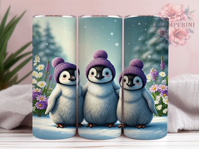 Cute Penguin Tumbler, Christmas Penguin Wrap, 20oz Sublimation Design, Holiday Drinkware, Purple Christmas Tumbler, Adorable Penguin Art, Digital Download Sublimation Li Zamperini 