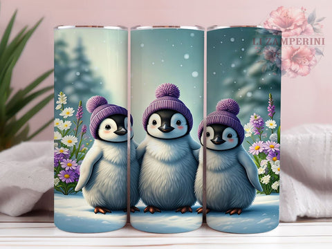 Cute Penguin Tumbler, Christmas Penguin Wrap, 20oz Sublimation Design, Holiday Drinkware, Purple Christmas Tumbler, Adorable Penguin Art, Digital Download Sublimation Li Zamperini 