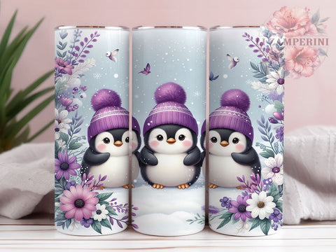 Cute Penguin Tumbler, Christmas Penguin Wrap, 20oz Sublimation Design, Holiday Drinkware, Purple Christmas Tumbler, Adorable Penguin Art, Digital Download Sublimation Li Zamperini 