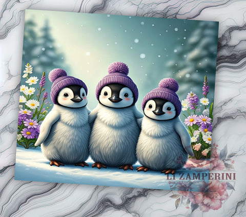Cute Penguin Tumbler, Christmas Penguin Wrap, 20oz Sublimation Design, Holiday Drinkware, Purple Christmas Tumbler, Adorable Penguin Art, Digital Download Sublimation Li Zamperini 