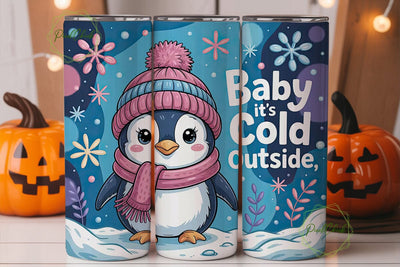 Cute Penguin Winter 20oz Tumbler Wrap Sublimation PixelChick 