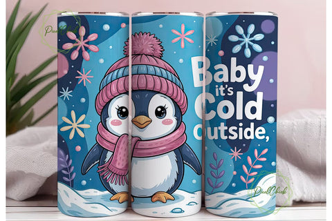 Cute Penguin Winter 20oz Tumbler Wrap Sublimation PixelChick 