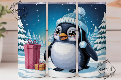 Cute Penguin Winter Gifts Tumbler Wrap Sublimation sassyprint 