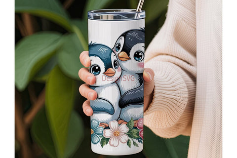 Cute Penguins 20oz Tumbler Wrap Sublimation DesignSVG 