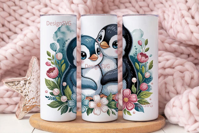 Cute Penguins 20oz Tumbler Wrap Sublimation DesignSVG 