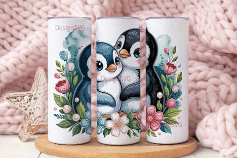 Cute Penguins 20oz Tumbler Wrap Sublimation DesignSVG 