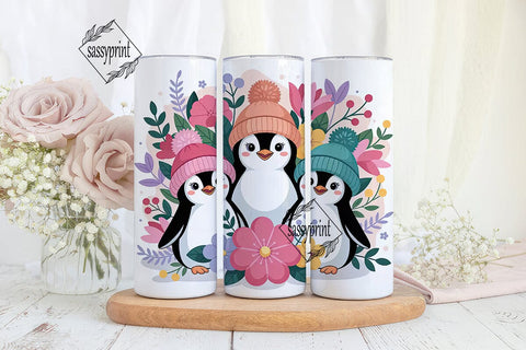 Cute Penguins Winter 20oz Tumbler Wrap Sublimation sassyprint 