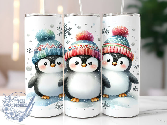 Cute Penguins, Winter Penguins, Christmas Tumbler, Sublimation PNG, 20 oz Tumbler, Holiday Drinkware, Penguin Design, Festive Winter Decor Sublimation ToriDesigns 
