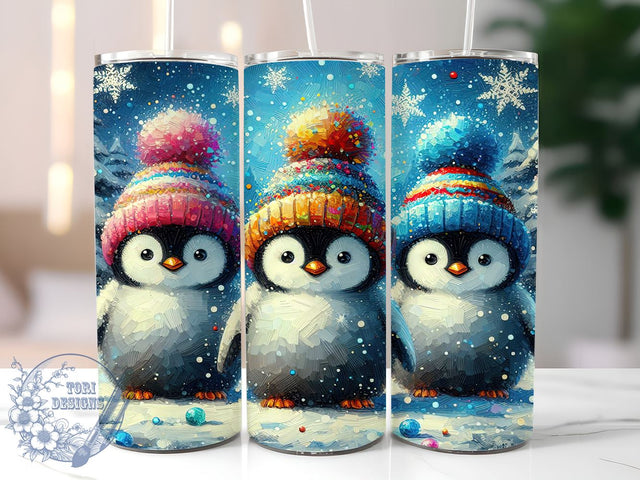 Cute Penguins, Winter Penguins, Christmas Tumbler, Sublimation PNG, 20 oz Tumbler, Holiday Drinkware, Penguin Design, Festive Winter Decor Sublimation ToriDesigns 
