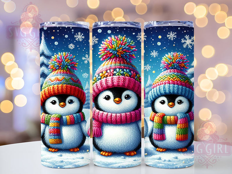 Cute Penguins, Winter Penguins, Tumbler Wrap, 20 oz Tumbler, PNG Sublimation, Holiday Design, Winter Animals, Festive Wrap Sublimation SvggirlplusArt 