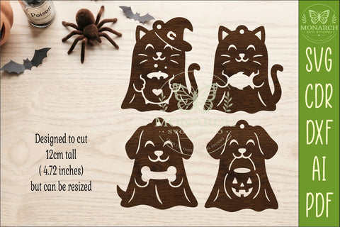 Cute Pet Ghost SVG designs. Halloween Dog & Cat Ghost Laser SVG APInspireddesigns 