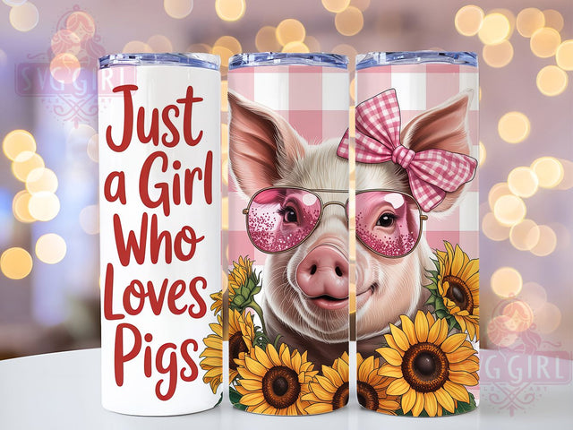 Cute Pig Lover Farm Tumbler, Cute Farm Animal, Fun Wrap, Sublimation Art, 20oz Tumbler, Country Theme, Whimsical Style Sublimation SvggirlplusArt 