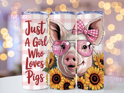Cute Pig Lover Farm Tumbler, Cute Farm Animal, Fun Wrap, Sublimation Art, 20oz Tumbler, Country Theme, Whimsical Style Sublimation SvggirlplusArt 
